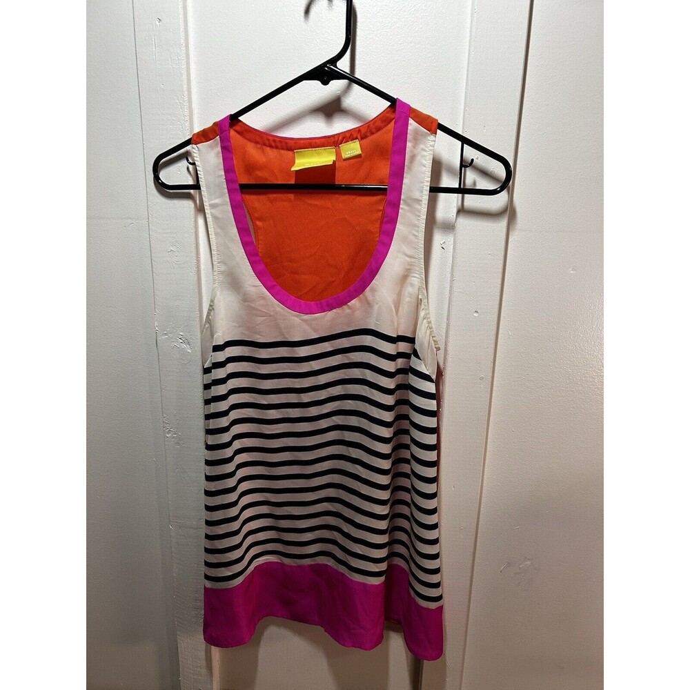 Maeve By Anthropologie Striped Tank Top Pink Orange White Women’s Small
